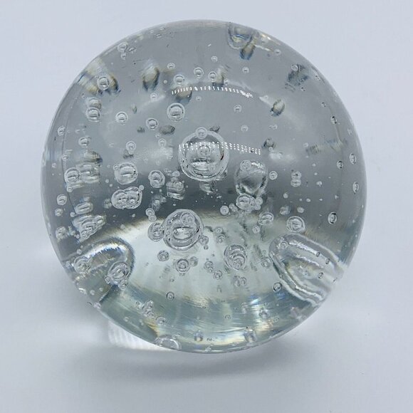 Studio Art Glass Clear Controlled Bubble Paperweight 2”T - Picture 3 of 5